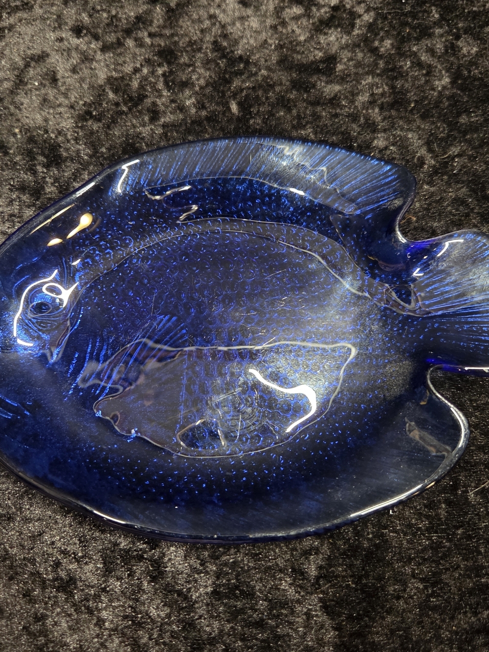 Vintage Arcoroc COBOLT Blue Glass Fish Plate